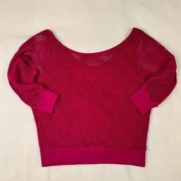 VTG 80s Off-Shoulder Top Hot Pink Women's Medium Workout Retro Y2K Barbie Party - Picture 16 of 16